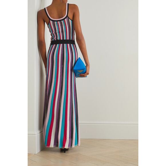Rebecca Vallance NWT Metallic Stripe Knit Maxi Dress Size Medium - Picture 2 of 12